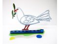 David Gerstein Laser Cut Metal White and Blue Hanukkah Menorah - Peace Dove