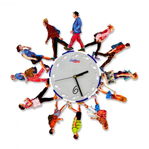 David Gerstein Wall Clock - Frame of Walkers Strolling the Streets