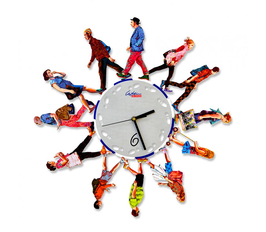 David Gerstein Wall Clock - Frame of Walkers Strolling the Streets