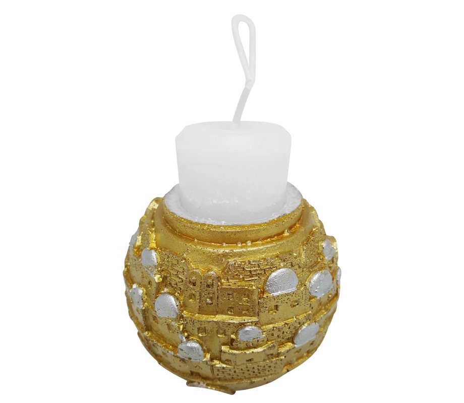Decorative Handcrafted Havdalah Candle, Jerusalem - Two Tone, Silver or Gold