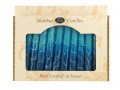 Decorative Handmade Galilee Shabbat Candles - Blue and Turquoise with Streaks