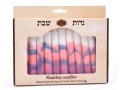 Decorative Handmade Galilee Shabbat Candles - Pink, Gray and White with Streaks