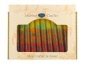 Decorative Handmade Galilee Shabbat Candles - Red, Green and Yellow with Streaks