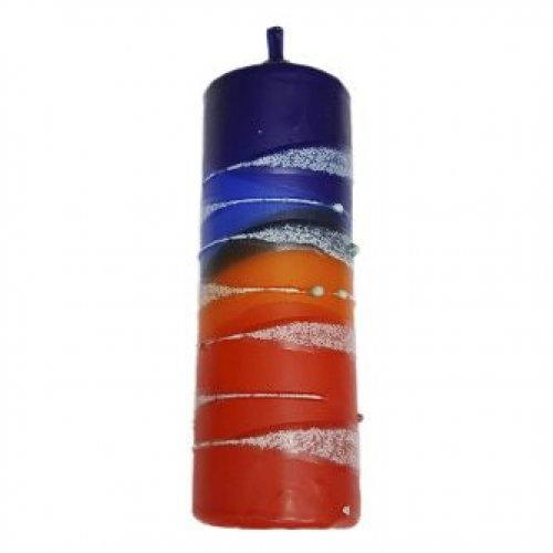 Decorative Handmade Pillar Havdalah Candle, Red, Blue and White - Various Sizes
