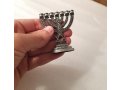 Decorative Miniature 7 Branch Menorah with Star of David, Pewter - 2.7 Inches