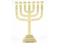 Decorative Seven Branch Mini Menorah with Judaic Emblems, Gold - 7