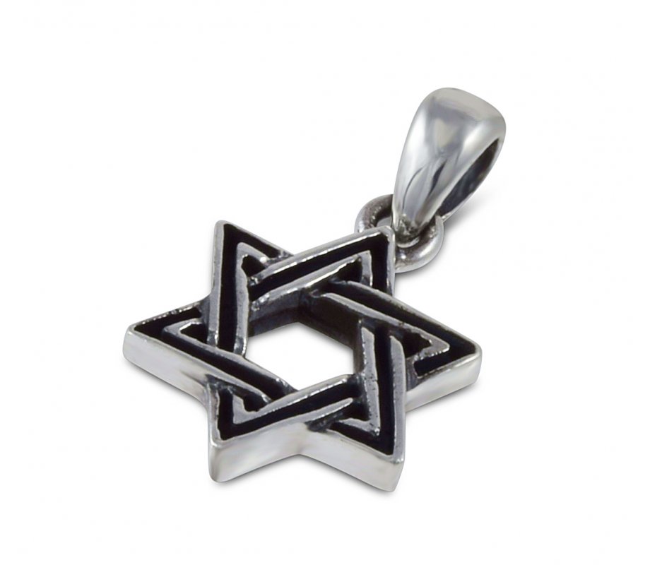 Decorative Star of David Pendant Necklace - Sterling Silver