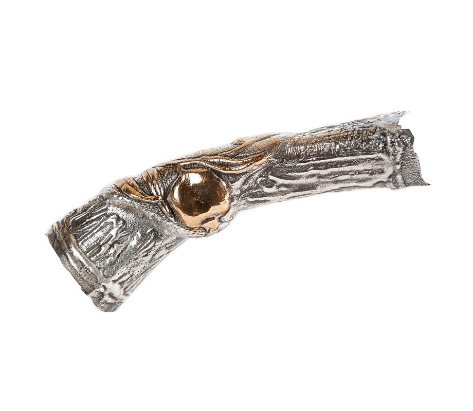 Decorative Yemenite Shofar with Sterling Silver Jerusalem and Pomegranate Images