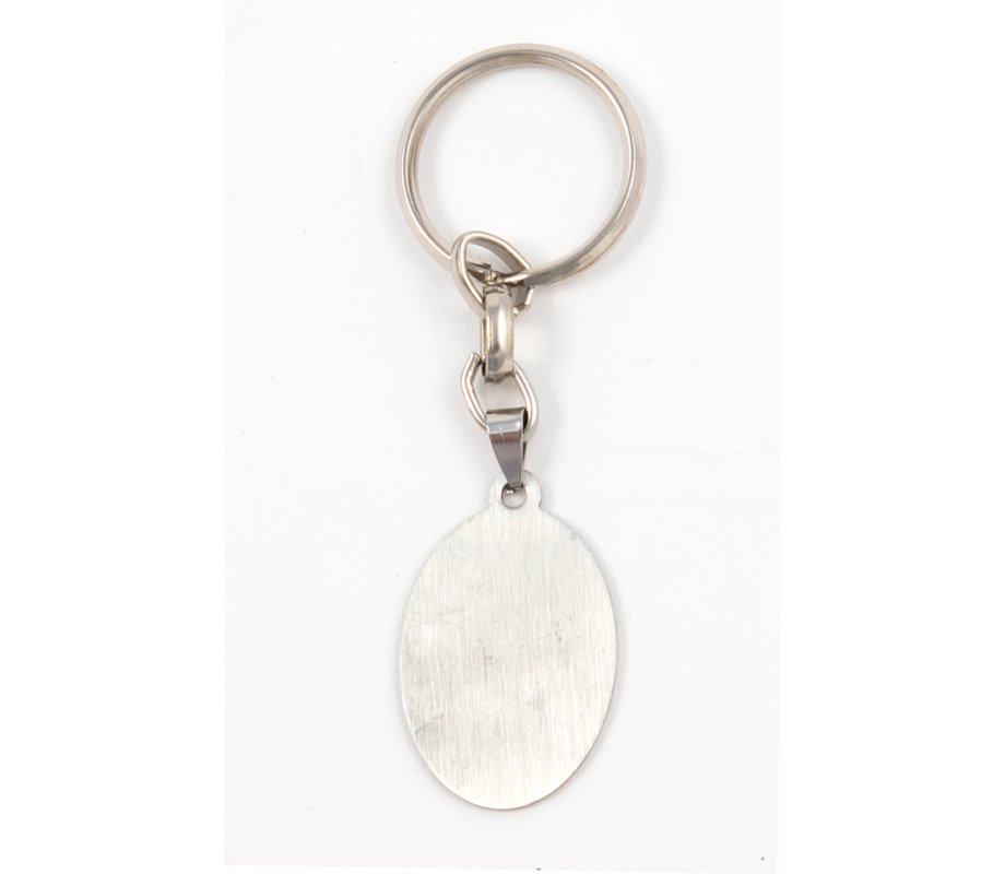 Dog Tag Key Ring, Framed Dove of Peace with “Shalom” - Stainless Steel