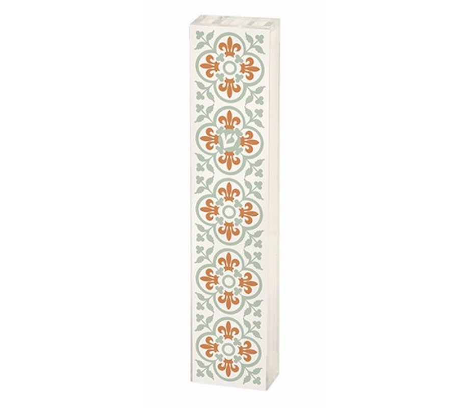 Dorit Judaica Acrylic Mezuzah Case, Fleur de Lys Design