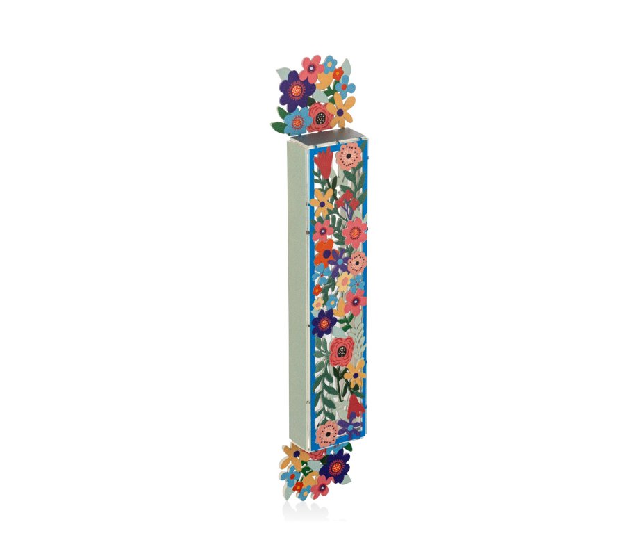Dorit Judaica Acrylic Mezuzah Case, Pastel Flowers