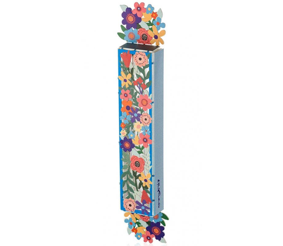 Dorit Judaica Acrylic Mezuzah Case, Pastel Flowers