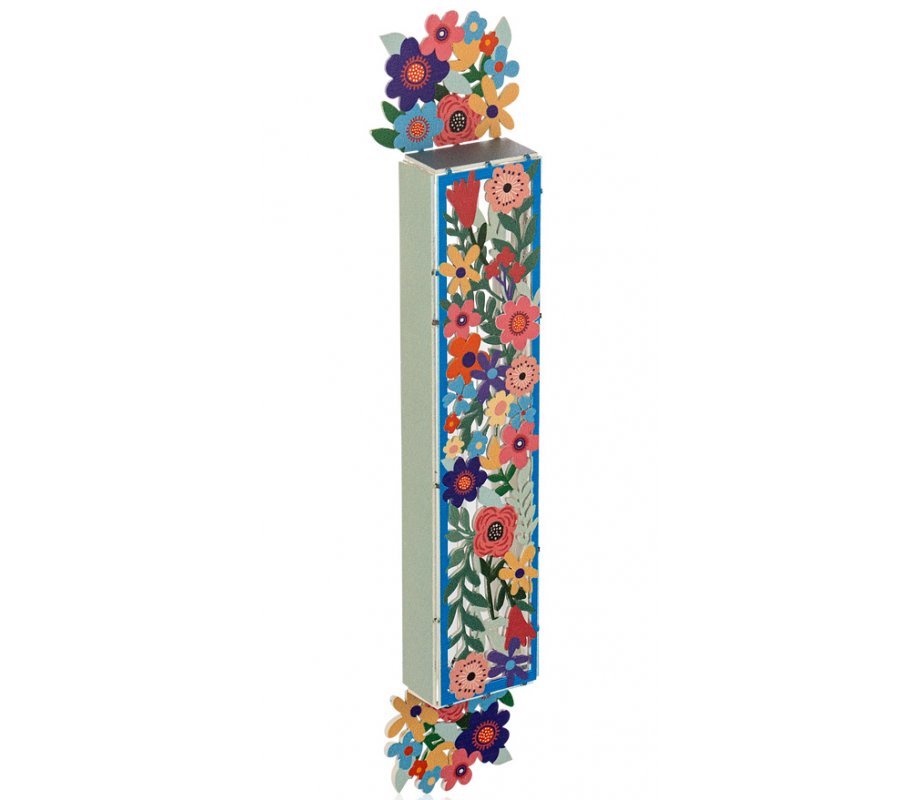 Dorit Judaica Acrylic Mezuzah Case, Pastel Flowers