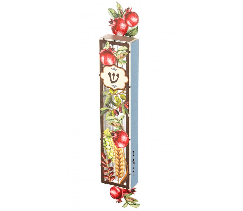 Dorit Judaica Acrylic Mezuzah Case, Seven Species of Israel Design