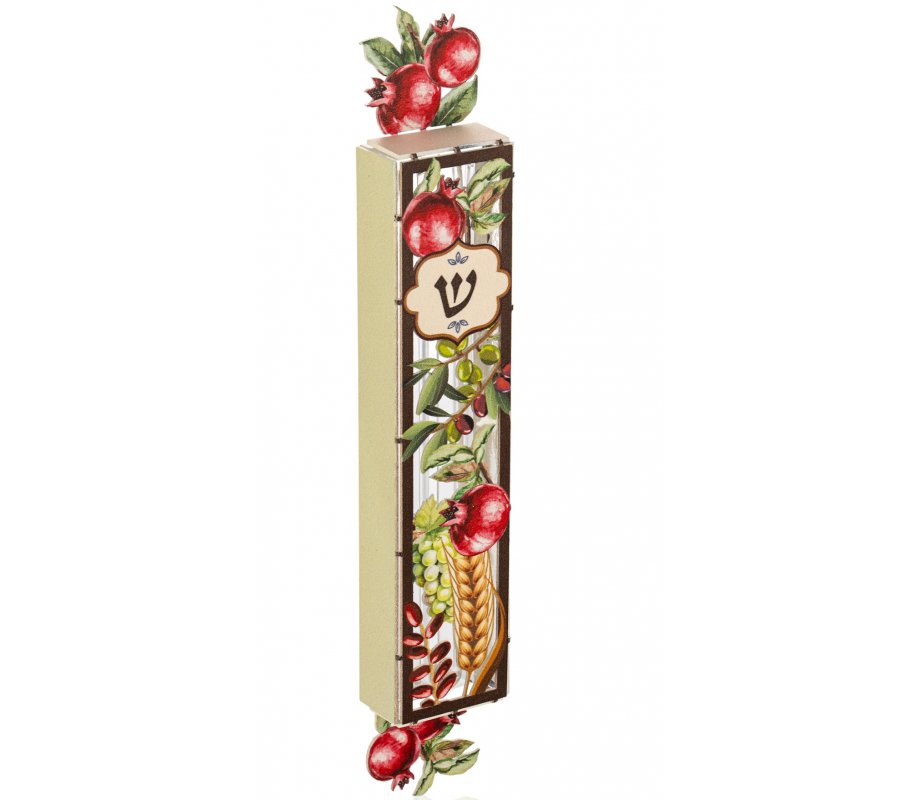 Dorit Judaica Acrylic Mezuzah Case, Seven Species of Israel Design