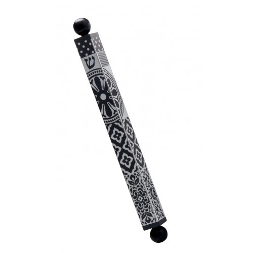 Dorit Judaica Aluminum Mezuzah Case - Black Oriental Design