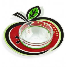 Dorit Judaica Apple Shaped Honey Dish, Glass Bowl - Lively Colors