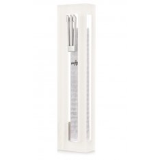 Dorit Judaica Clear Acrylic Mezuzah Case - White Frame with Silver Shin