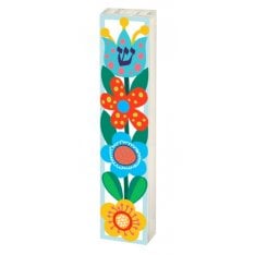 Dorit Judaica Clear Acrylic Mezuzah Case, Lively Flower Design