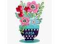 Dorit Judaica Colorful Flower Sculpture with Todah, Thanks in Hebrew - Blue Vase