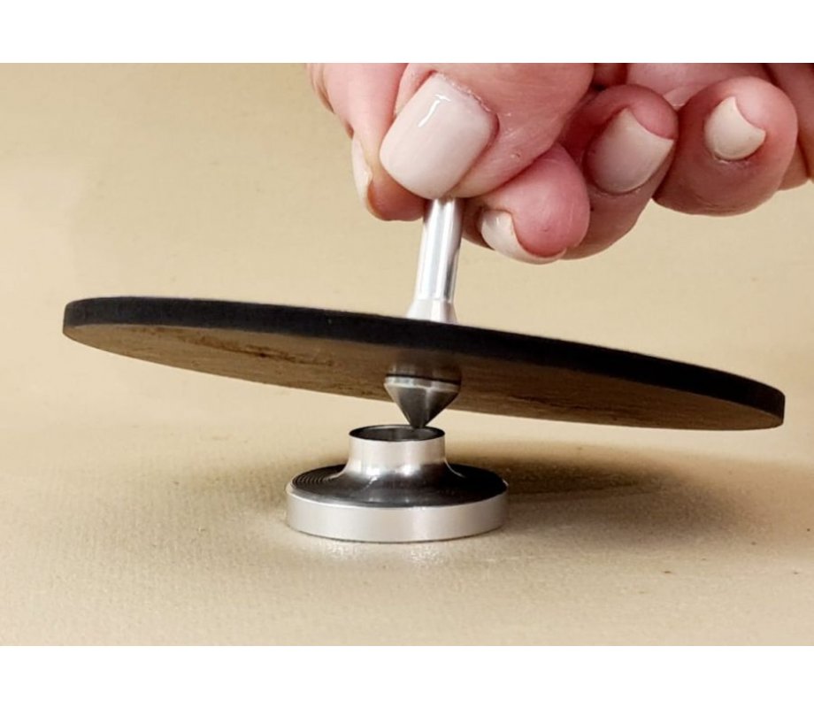 Dorit Judaica Decorative Sparkling Dreidel with Stand - Black and White Mandala