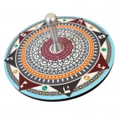 Dorit Judaica Decorative Sparkling Dreidel with Stand - Mandala Colorful Design