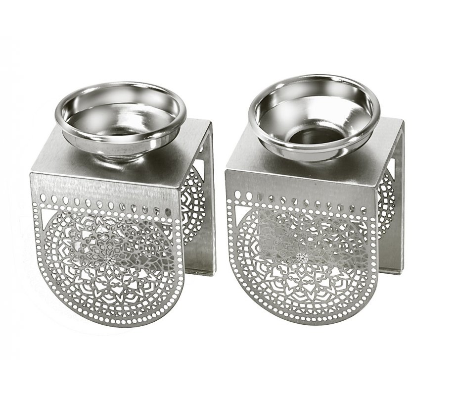 Dorit Judaica Delicate Filigree Lace Design Candlesticks - Small