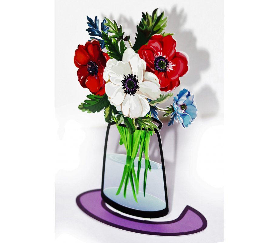 Dorit Judaica Free-Standing Sculpture - Colorful Bouquet of Anemones