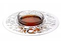 Dorit Judaica Glass and Stainless Steel Honey Dish with Spoon - Pomegranates