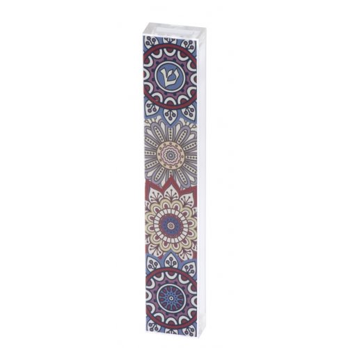 Dorit Judaica Large Lucite Mezuzah Case Oriental Design - Multicolored