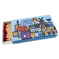 Dorit Judaica Metal Colorful Chanukah Matchbox Holder - Jerusalem Design