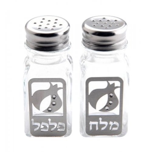 Dorit Judaica Salt and Pepper Shakers Set, Pomegranate with Crystals - Clear