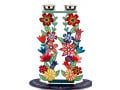 Dorit Judaica Shabbat Candlesticks, Tall Colorful Flowers and Leaves - Metal