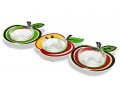Dorit Judaica Three Joined Colorful Apple-shaped Honey Dishes