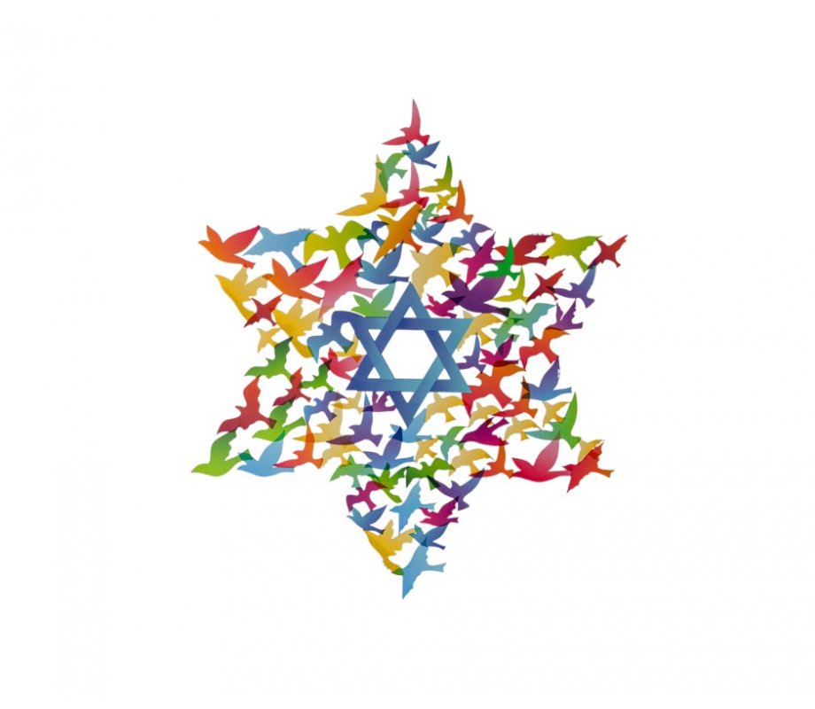 Dorit Judaica Wall Art, Medium Star of David Shape with Multiple Colorful Birds