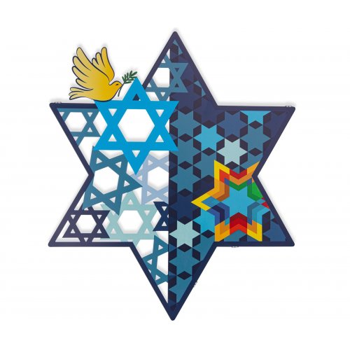 Dorit Judaica Wall Art, Star of David and Peace Dove and Multiple Stars of David