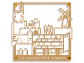 Dorit Judaica Wall Plaque, Cut Out Jerusalem Images with Hebrew Words  Gold