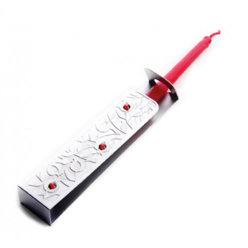 Dorit Judaica Wand Menorah Lighter Stainless Steel with Pomegranates