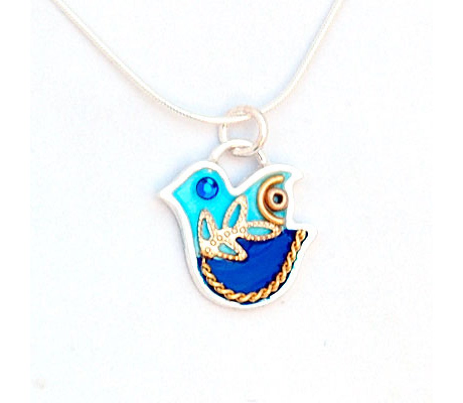 Dove Necklace in Blue by Ester Shahaf