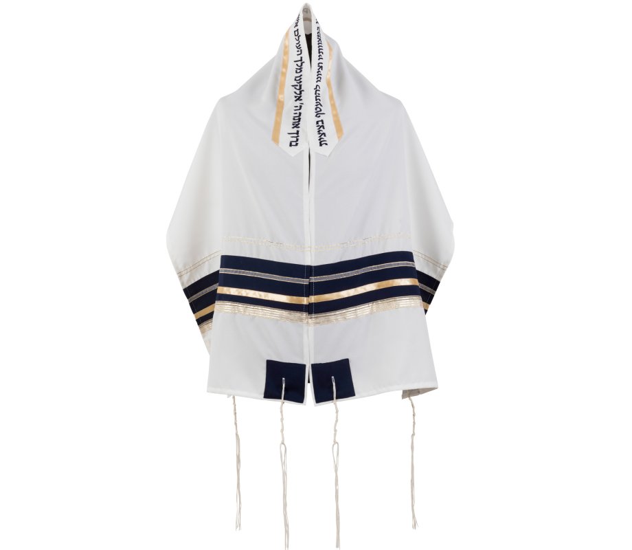 Dramatic Black-Gold-White Tallit Set by Ronit Gur