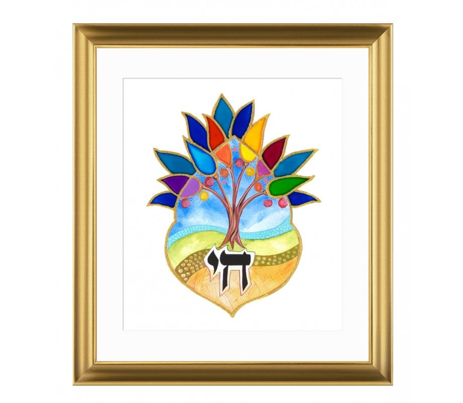 Dvora Black Tree of Life Chai Signed, Printed and Framed Blessing