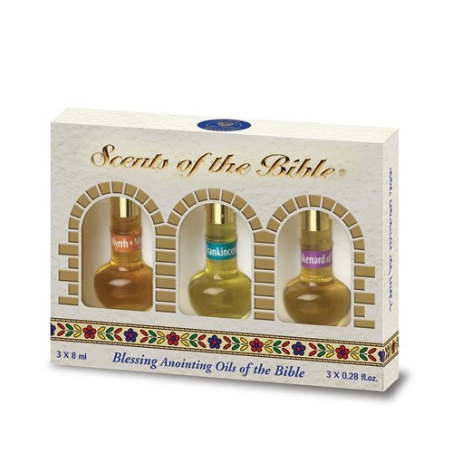 Ein Gedi Set of 3 Bottles of Anointing Oil, Myrrh, Spikenard and Frankincense