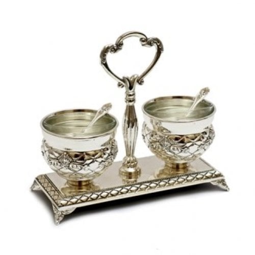 Elegant Silver Plated Salt and Pepper Dish