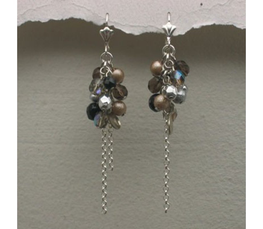 Elegant Silver-Gray Cluster Earrings by Edita