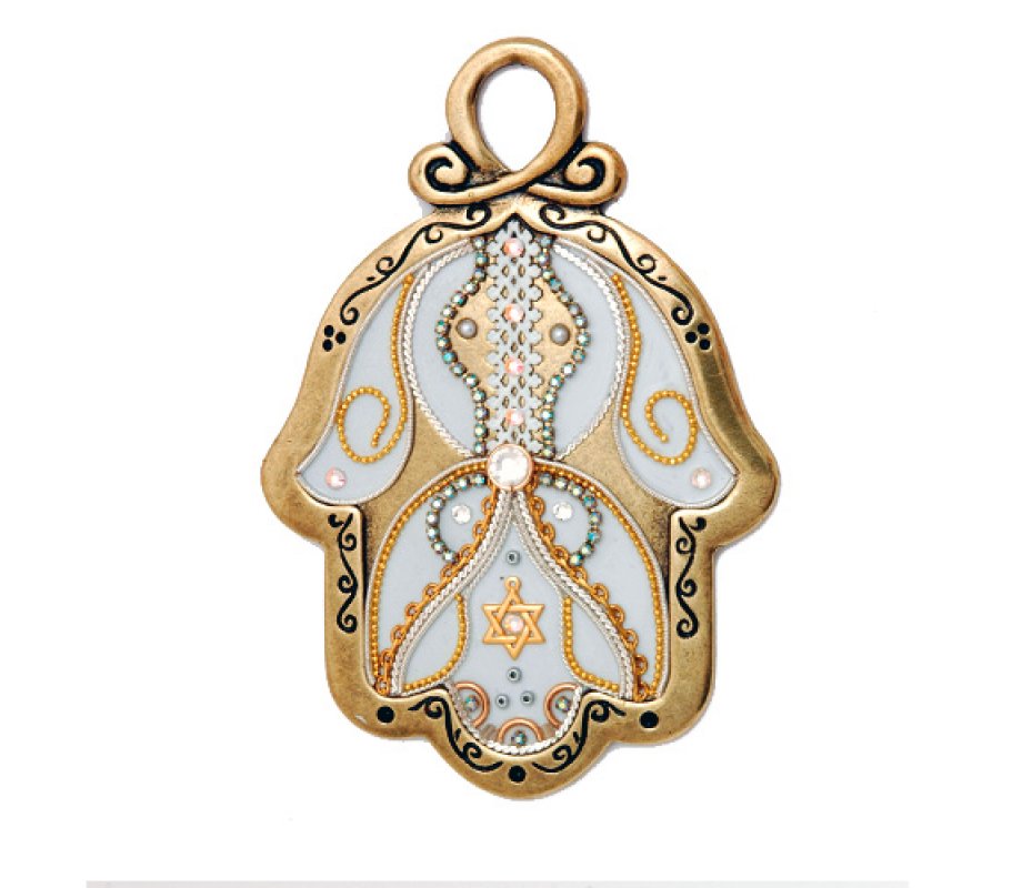 Elegant Star of David Wall Hamsa by Ester Shahaf
