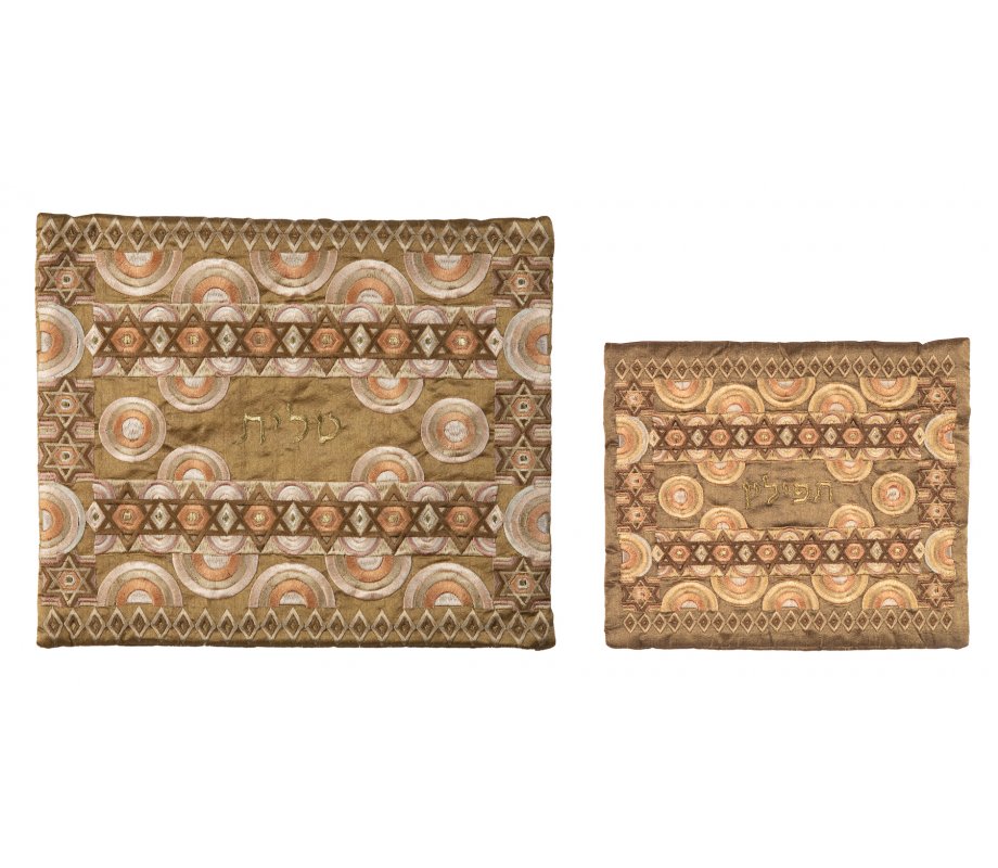 Emanuel Embroidered Tallit and Tefillin Bag, Stars of David - Gold (Sold Separately)