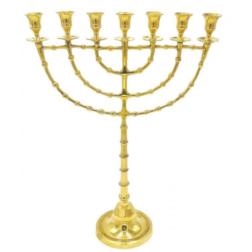 Extra Large Jumbo 7 Branch Menorah - Gold Colored Brass 22 Inches
