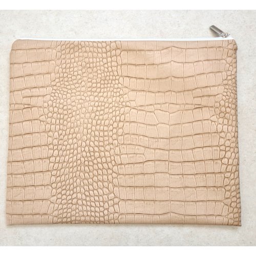 Faux Leather Tallit & Tefillin Bag Set, Two Tone Light Brown - Crocodile Design