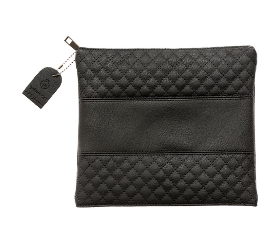 Faux Leather Tefillin Bag, Diamond Design - Dark Gray