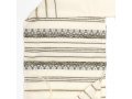 Gabrieli Handwoven Hagar Off White Wool Tallit Set - Black and Gold Stripes